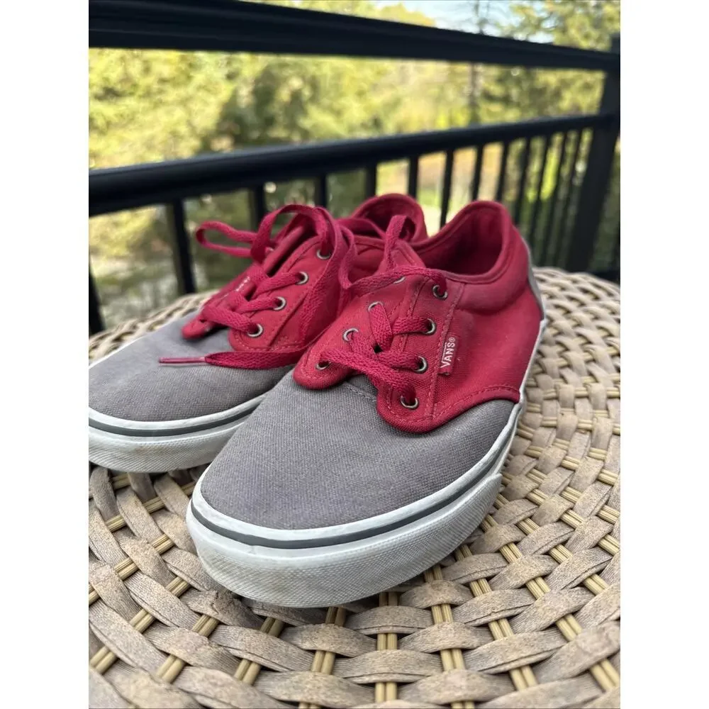 Vans Red and Gray Lace Up Sneakers Youth 5.5 Kids EU 37 UK 4.5 Shoes Kicks